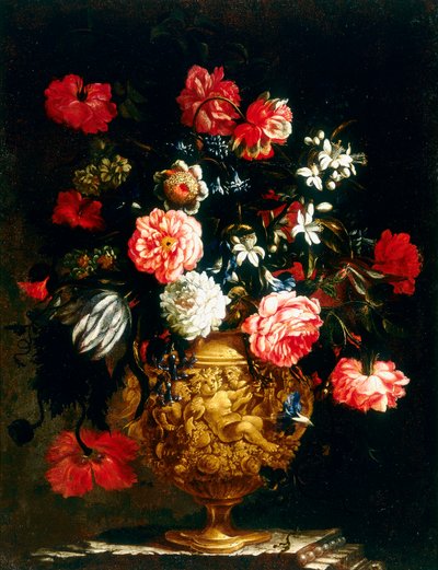 Reliëfvaas met bloemen door Unknown